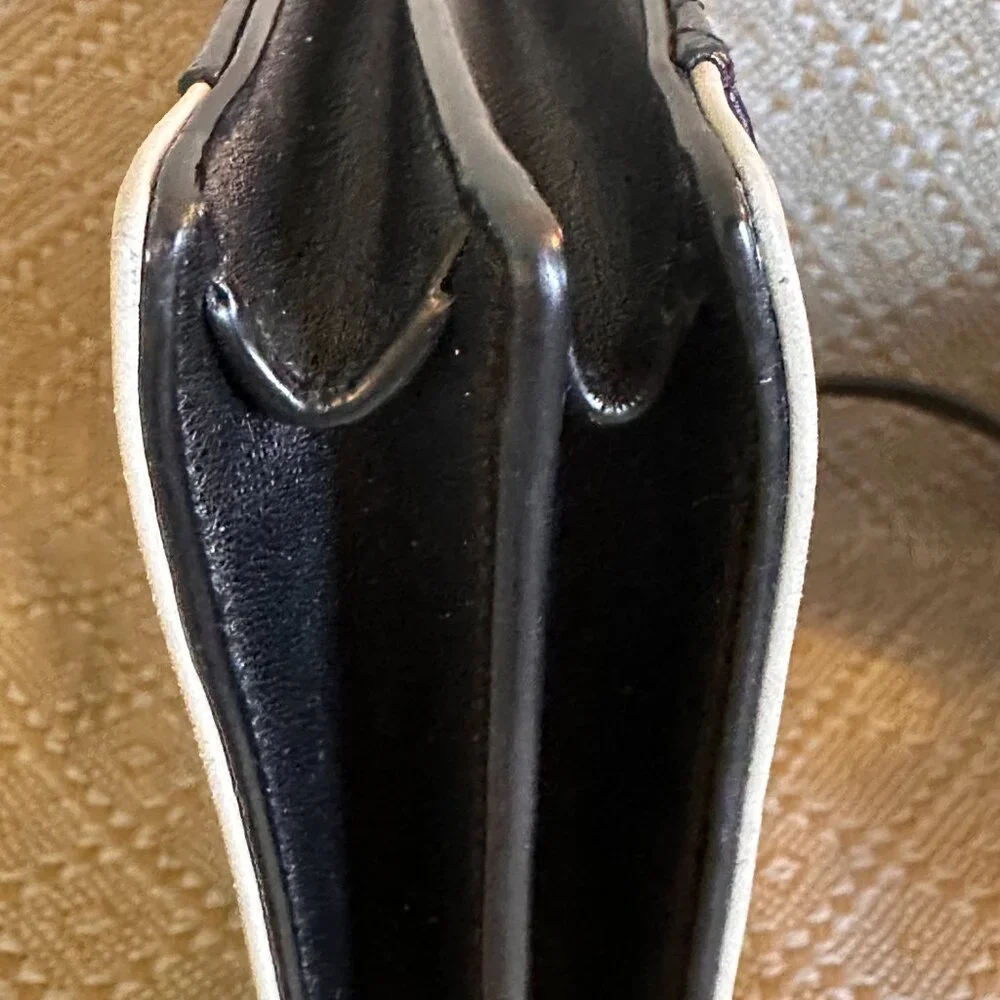 YSL Black and White Lambskin Gaby Satchel Bag - Picture 6 of 12